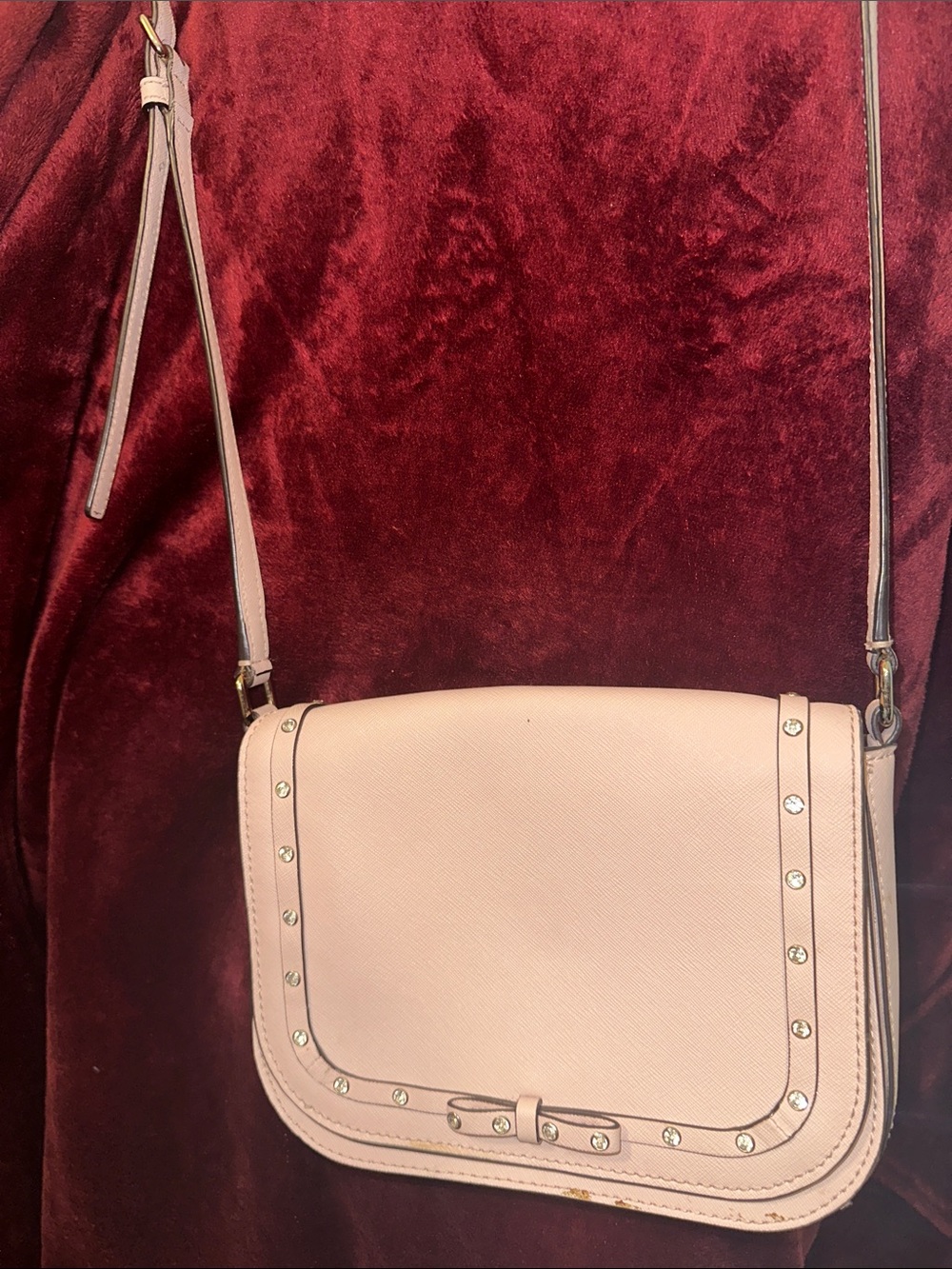 kate spade Pale Pink Studded Pebbled Leather Crossbody